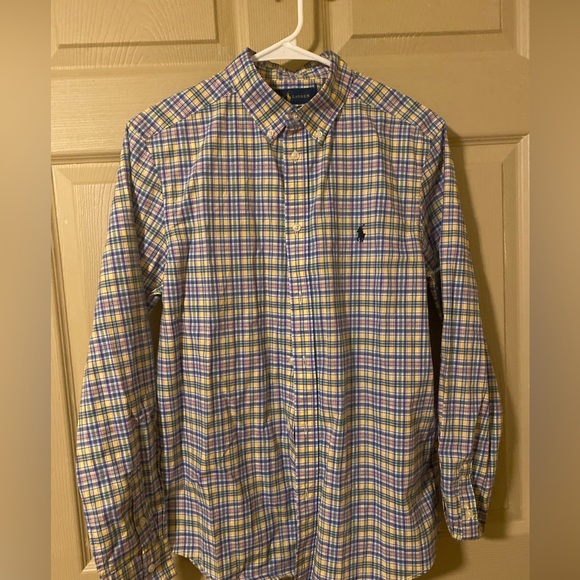 Boys Pastel plaid Ralph Lauren button down shirt size 18-20 XL long sleeve EUC - Picture 1 of 5